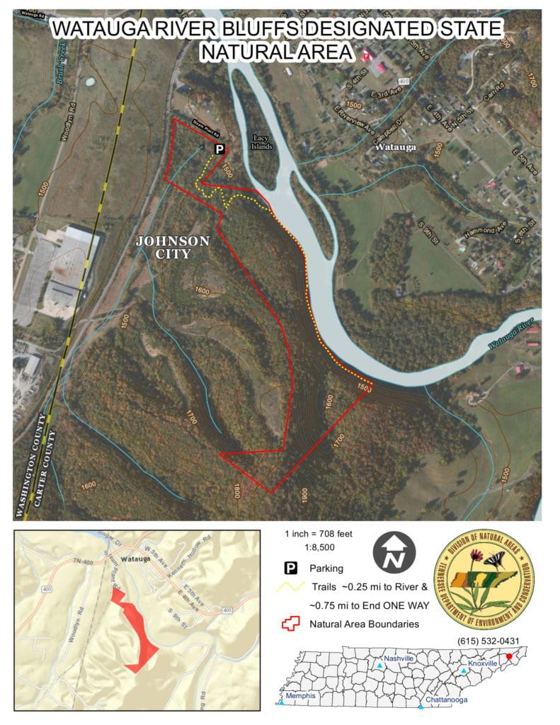 Map of Watauga River Bluffs State Natural Area